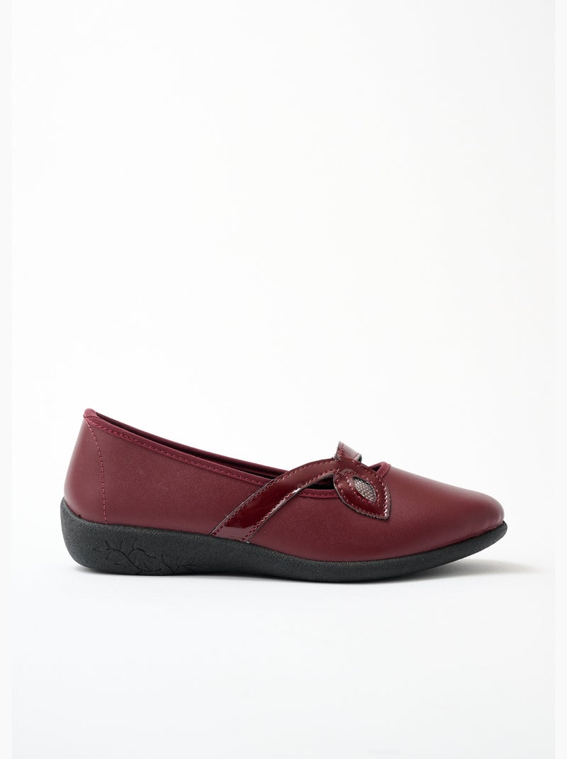 Ballerines croisées largeur confort cuir - Afibel Rouge - Kiabi