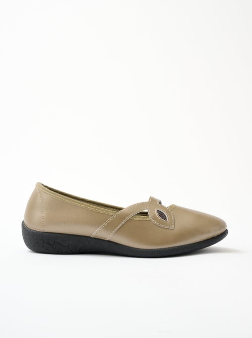 Ballerines croisées largeur confort cuir - Kiabi