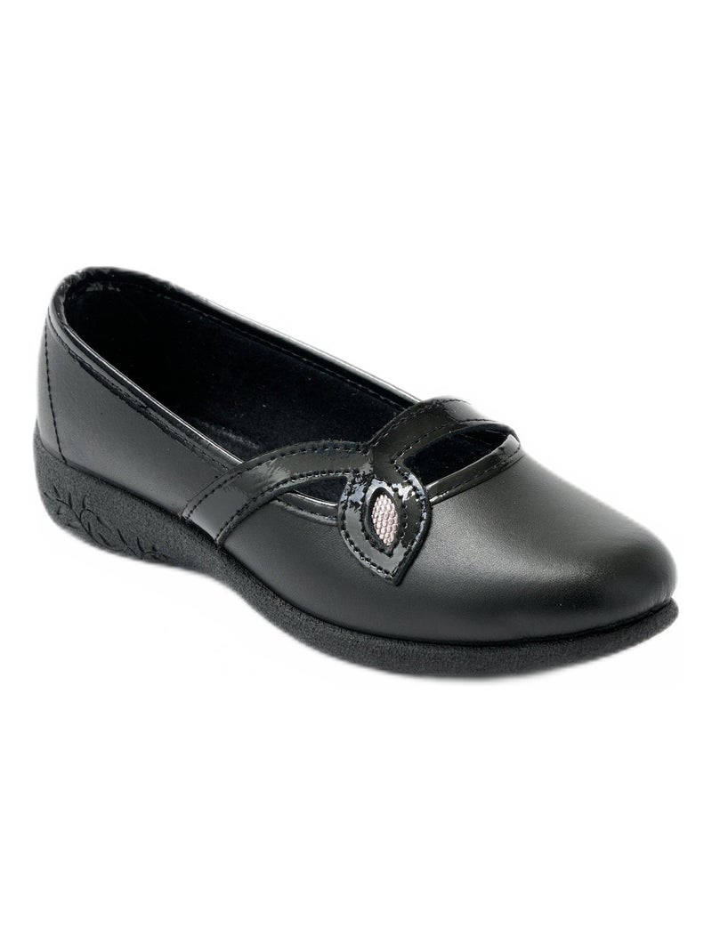 Ballerines croisées largeur confort cuir Noir - Kiabi