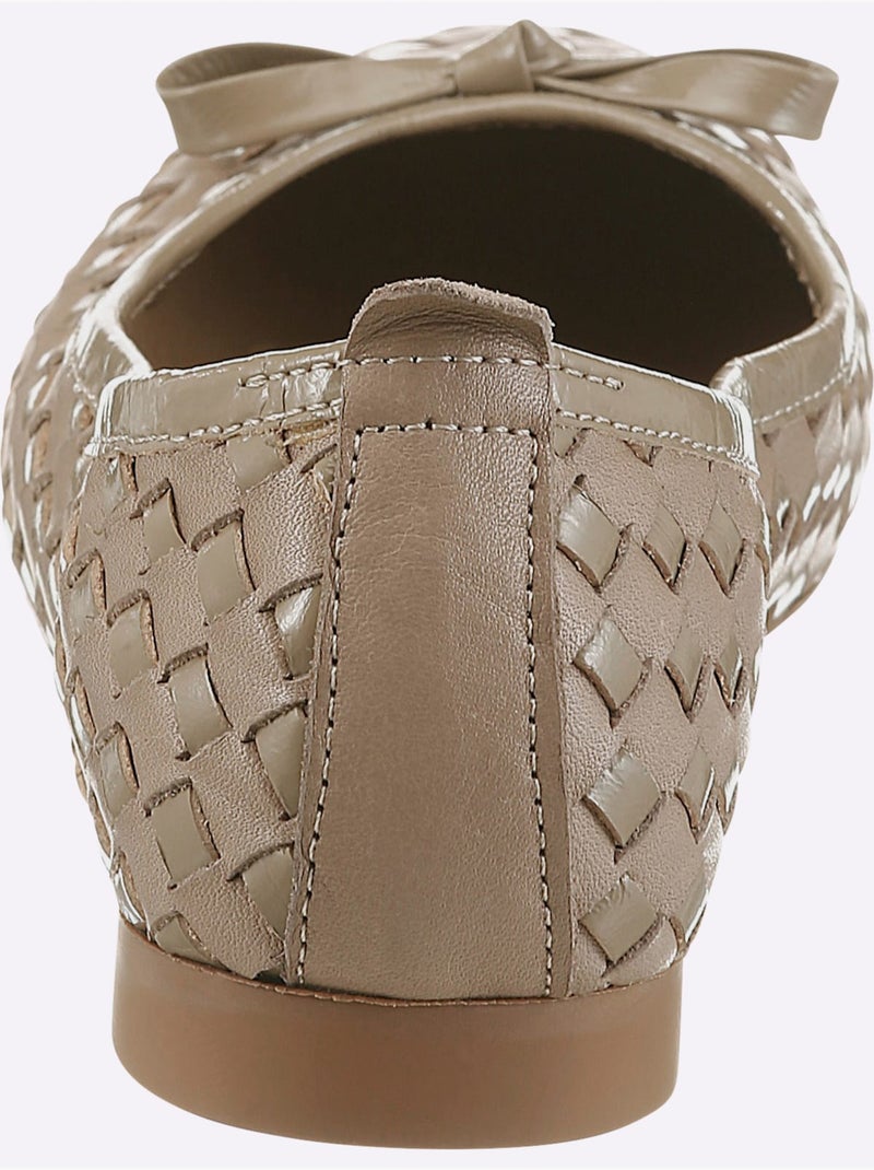 Ballerines Cuir De Vache Verni - Taille Standard - Helline Gris taupe - Kiabi