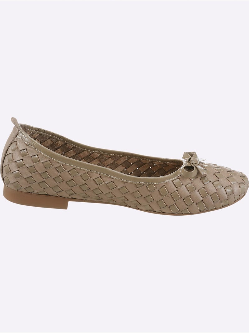 Ballerines Cuir De Vache Verni - Taille Standard - Helline Gris taupe - Kiabi