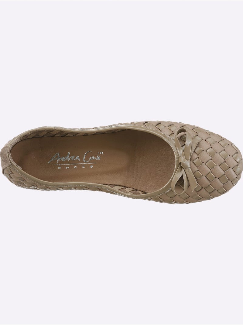 Ballerines Cuir De Vache Verni - Taille Standard - Helline Gris taupe - Kiabi