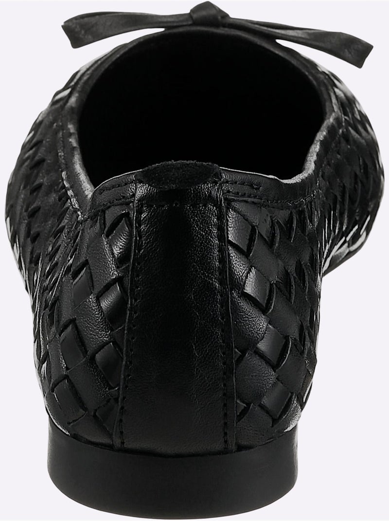 Ballerines Cuir De Vache Verni - Taille Standard - Helline Noir - Kiabi
