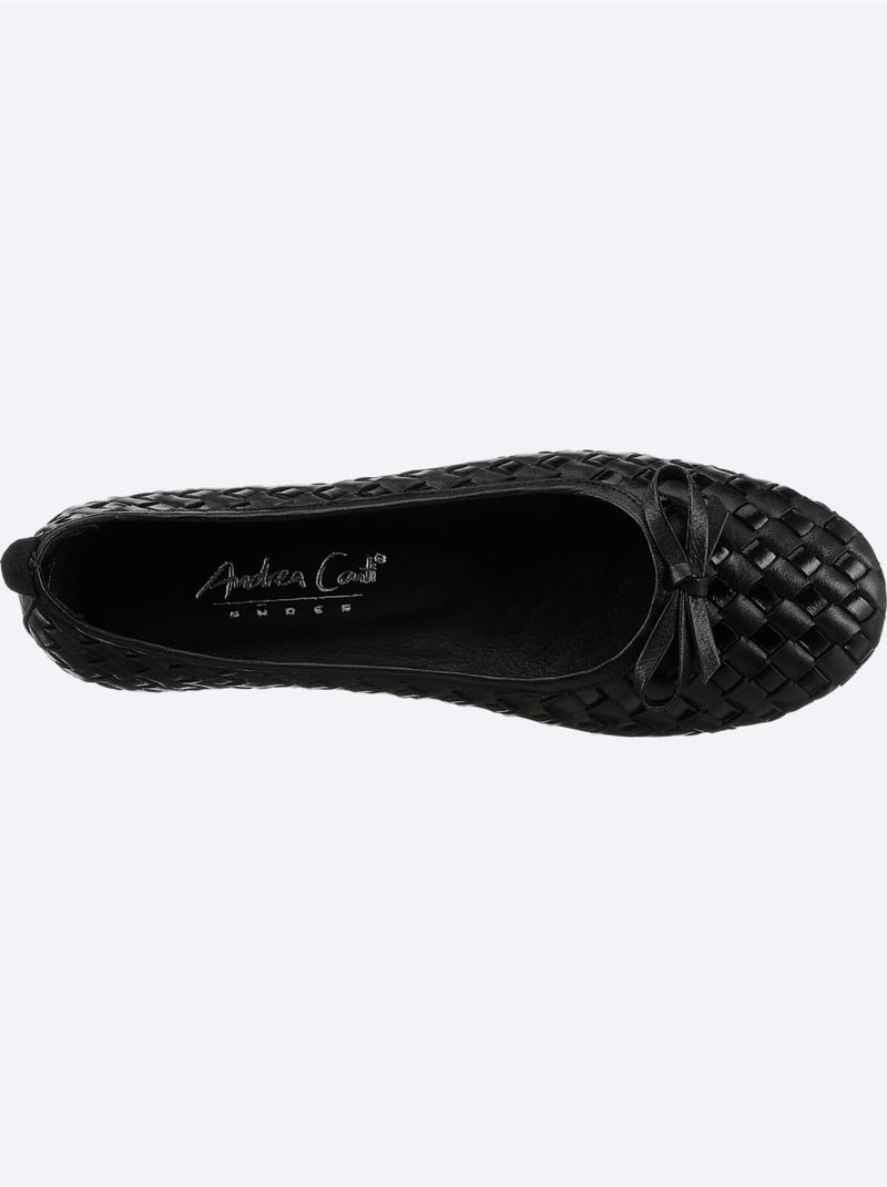 Ballerines Cuir De Vache Verni - Taille Standard - Helline Noir - Kiabi