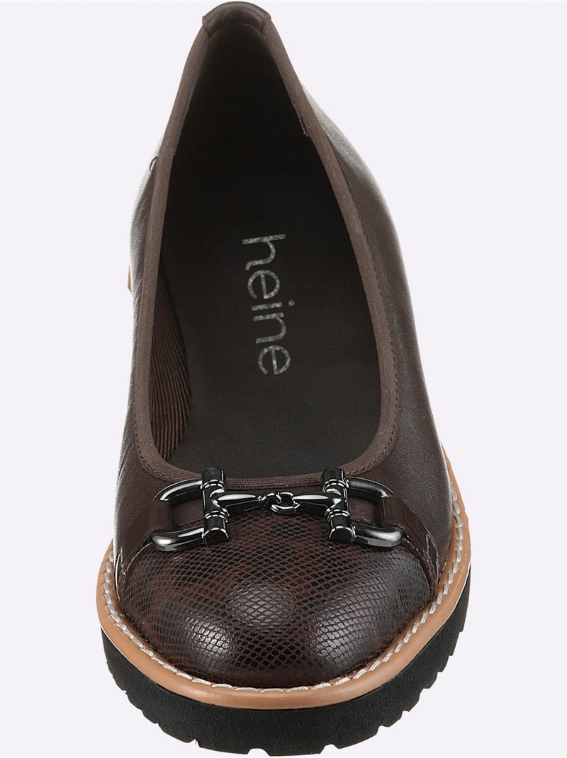 Ballerines Cuir Nappa De Vache - Taille Standard - Helline Marron foncé - Kiabi
