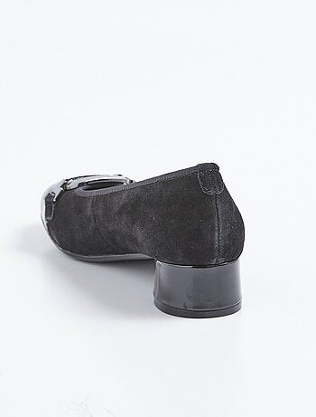 Ballerines cuir suédé et verni, à talon - AFIBEL