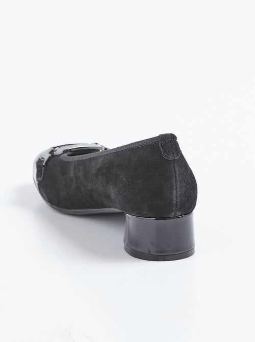Ballerines cuir suédé et verni, à talon - AFIBEL - Kiabi