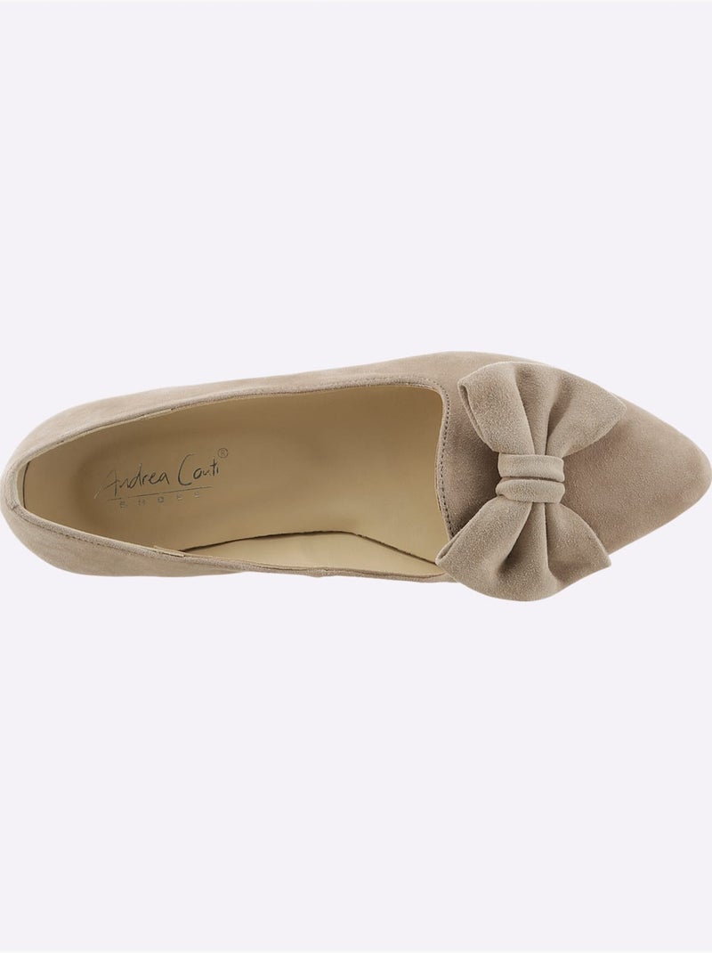 Ballerines Cuir Velours De Chèvre - Taille Standard - Helline Gris taupe - Kiabi
