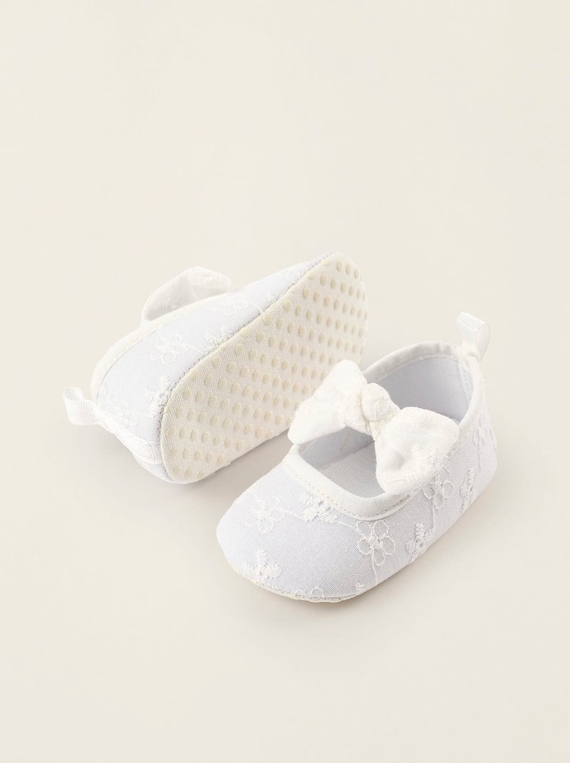 Ballerines de Broderie Anglaise avec Noeud Beige clair - Kiabi
