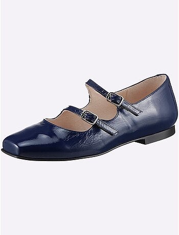 Ballerines en cuir avec brides et élastiques confortables - Taille standard - Helline