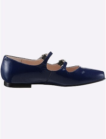 Ballerines en cuir avec brides et élastiques confortables - Taille standard - Helline