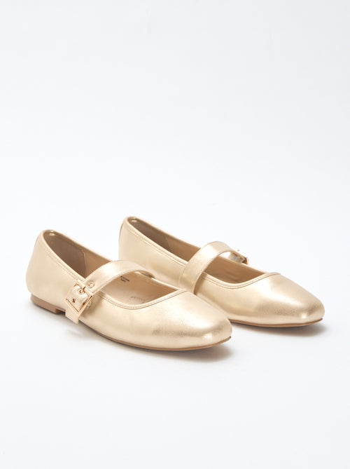 Ballerines dorées à brides - Kiabi