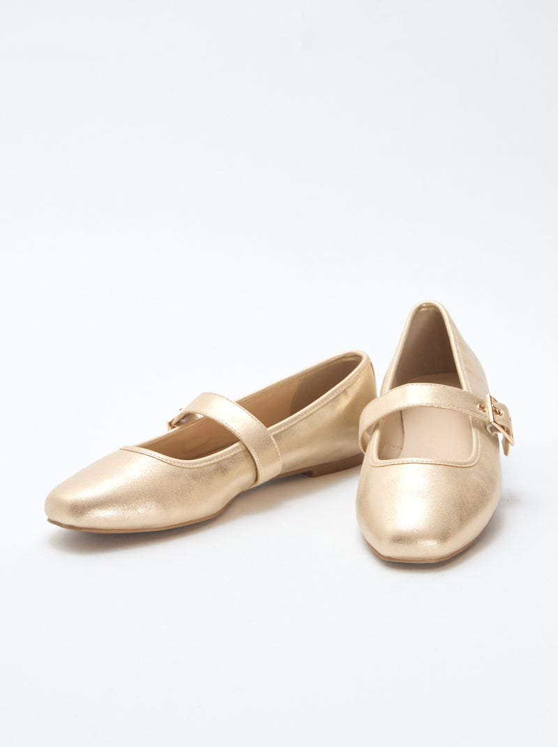 Ballerines dorées à brides Doré - Kiabi