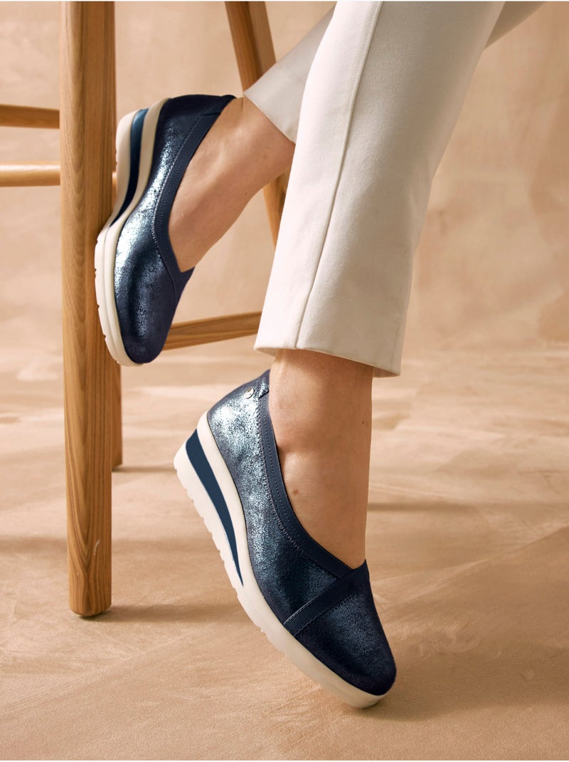 Ballerines élastiquées compensées - PEDICONFORT Bleu marine - Kiabi