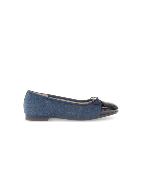 Ballerines  en combinaison cuir et textile - Kiabi