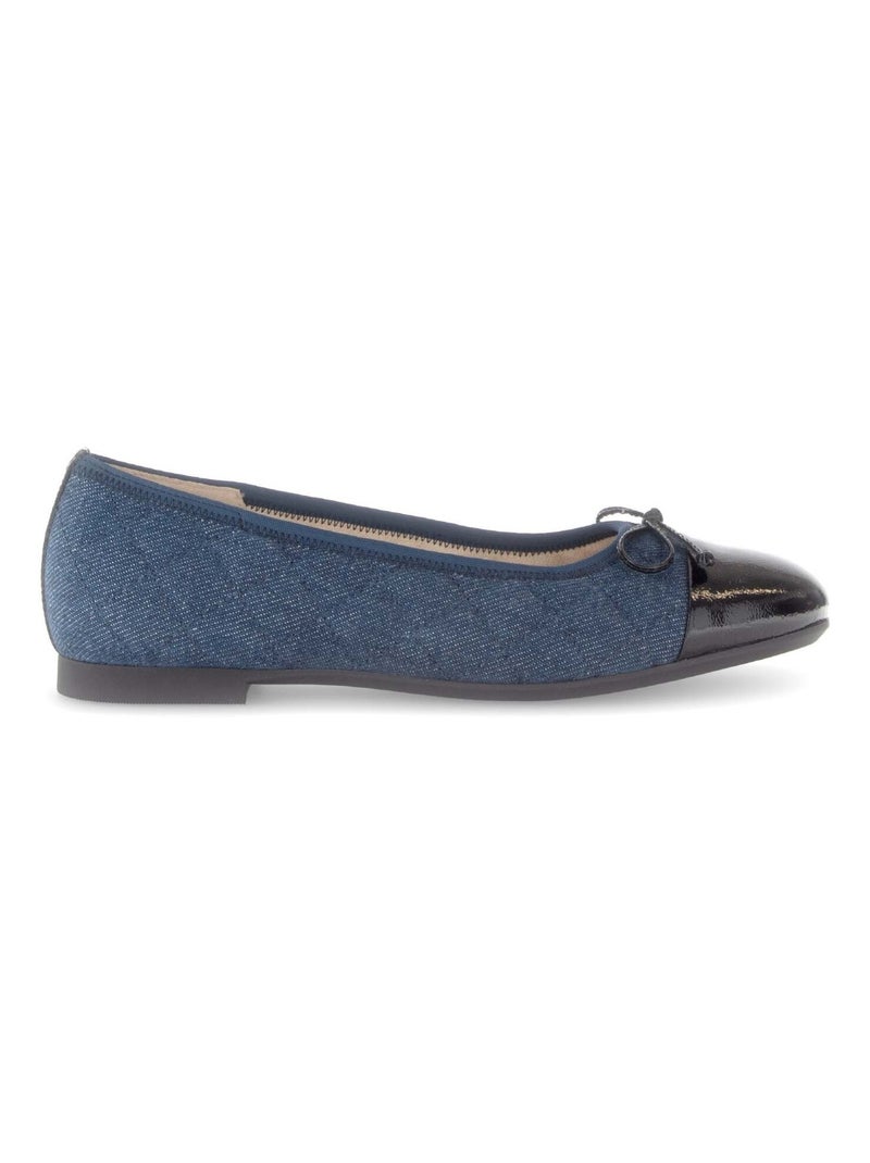 Ballerines  en combinaison cuir et textile Bleu - Kiabi