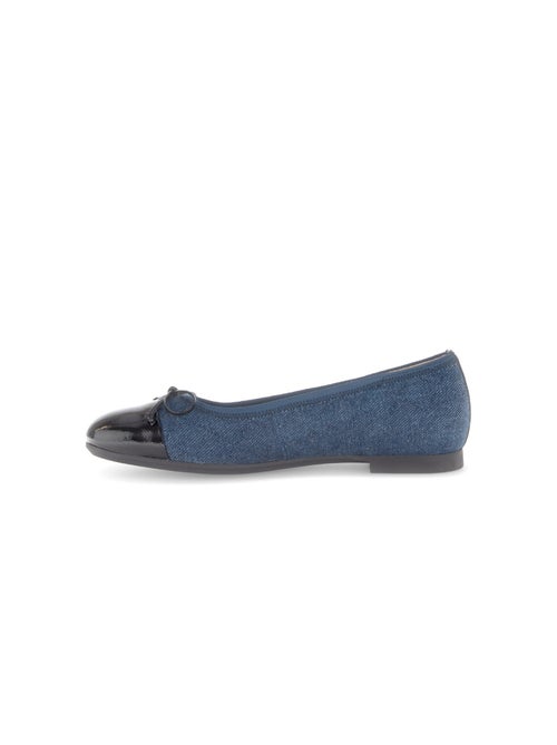 Ballerines  en combinaison cuir et textile - Kiabi
