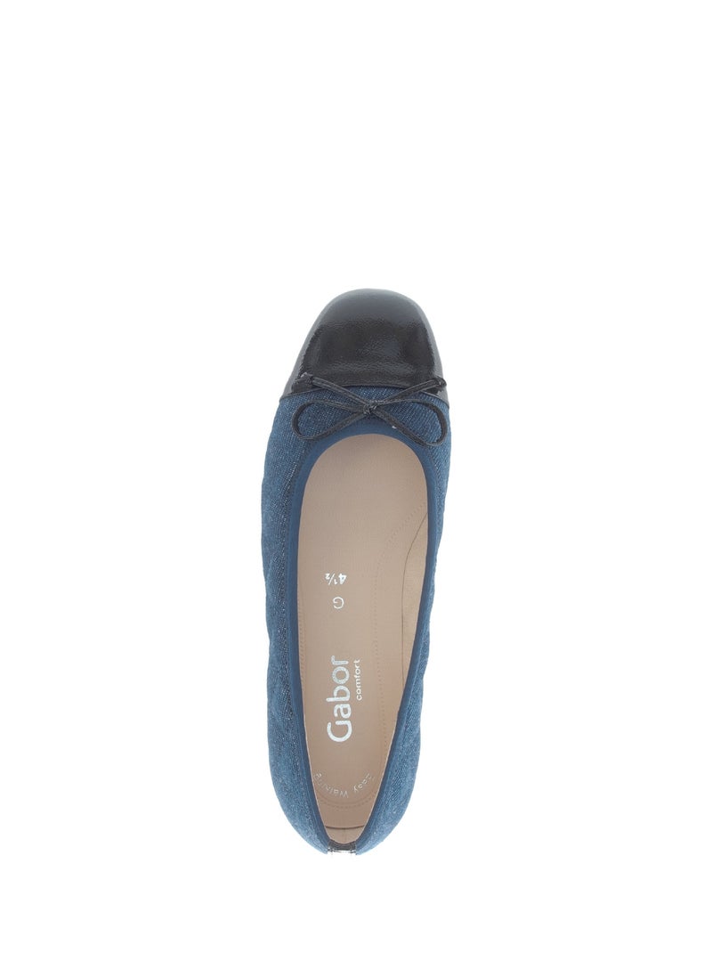 Ballerines  en combinaison cuir et textile Bleu - Kiabi
