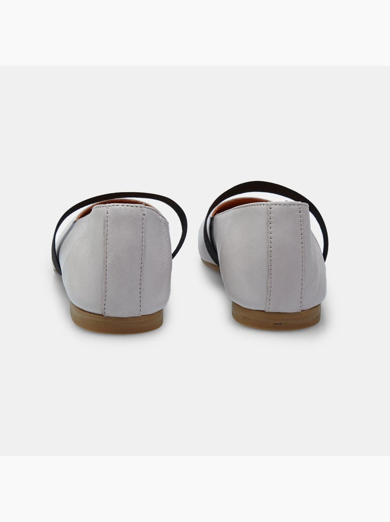 Ballerines en cuir avec bande BATA Gris - Kiabi