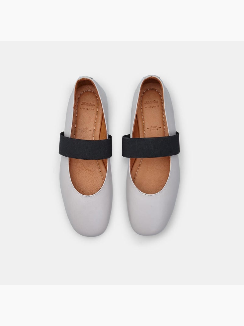 Ballerines en cuir avec bande BATA Gris - Kiabi