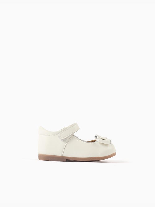 Ballerines en cuir avec nœud décoratif - Kiabi