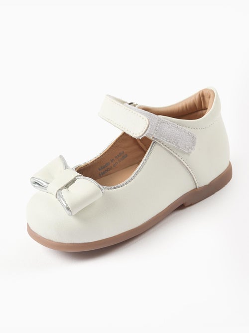 Ballerines en cuir avec nœud décoratif - Kiabi