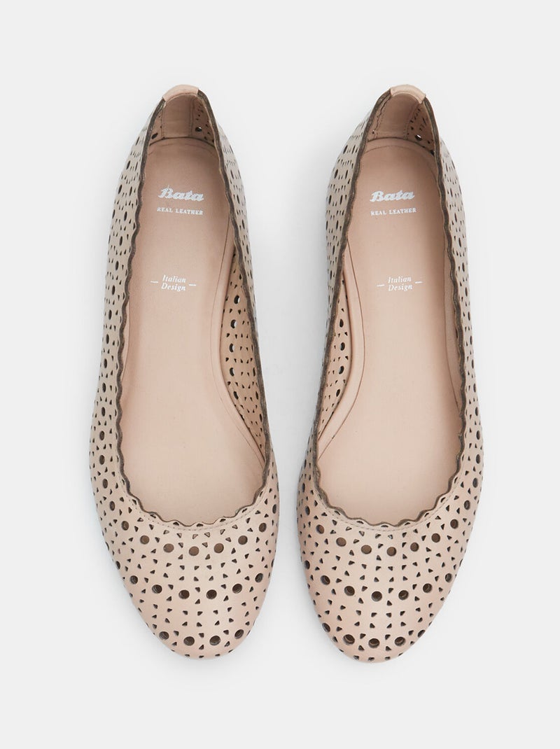 Ballerines en cuir BATA Beige - Kiabi