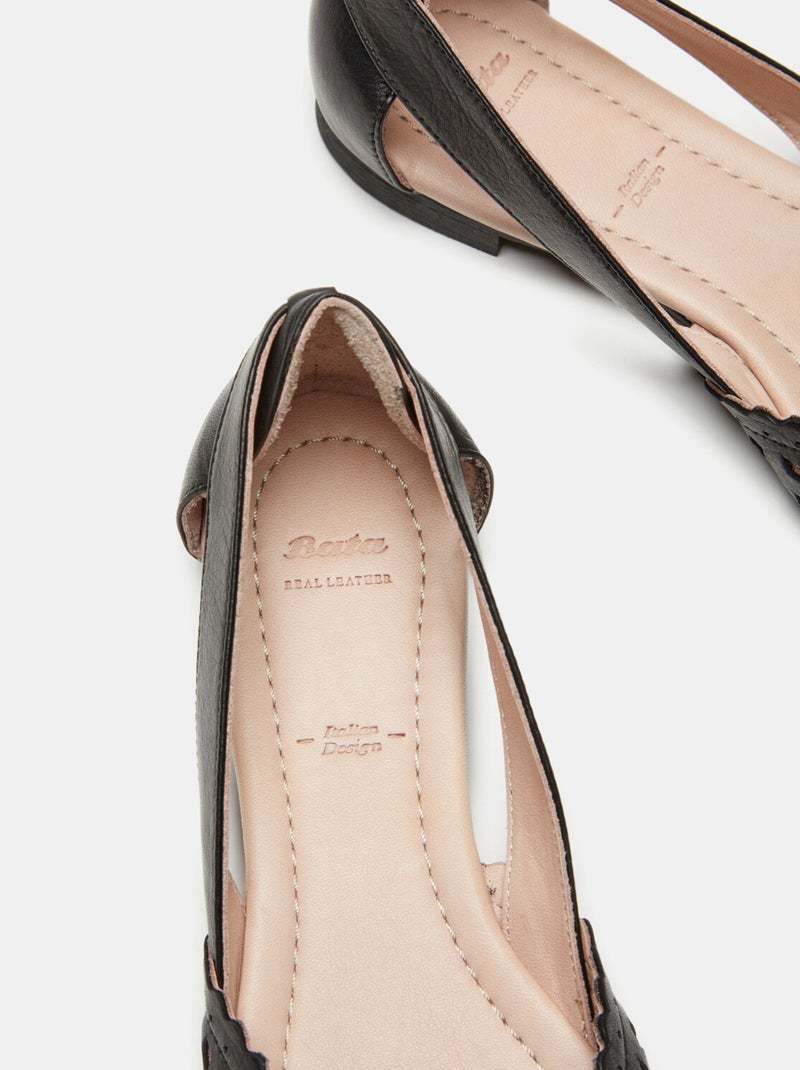 Ballerines en cuir BATA Noir - Kiabi