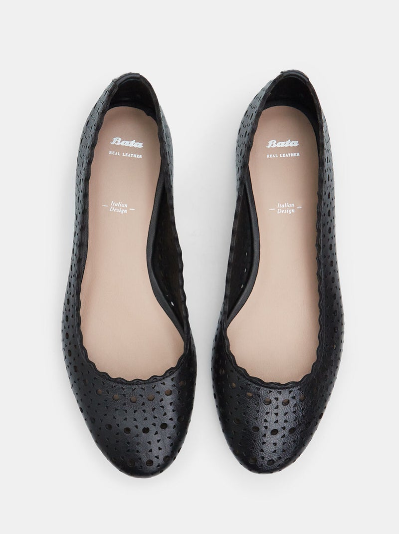 Ballerines en cuir BATA Noir - Kiabi