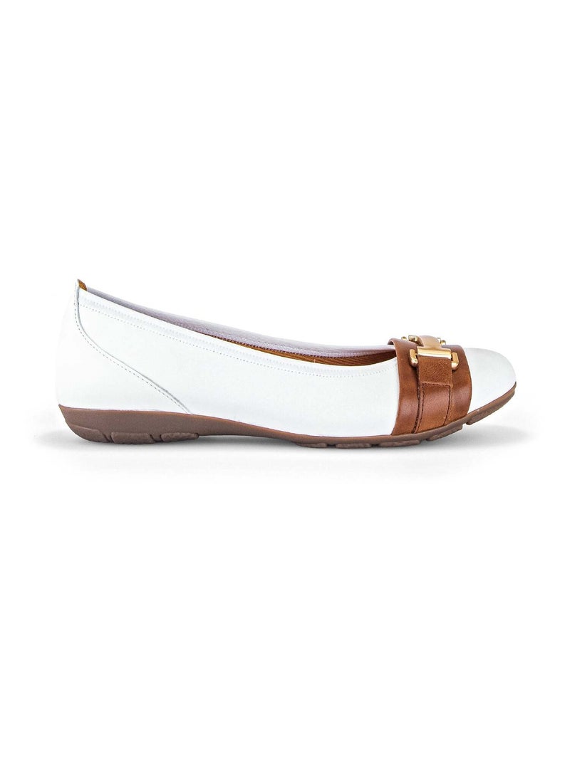 Ballerines  en cuir Blanc Marron - Kiabi