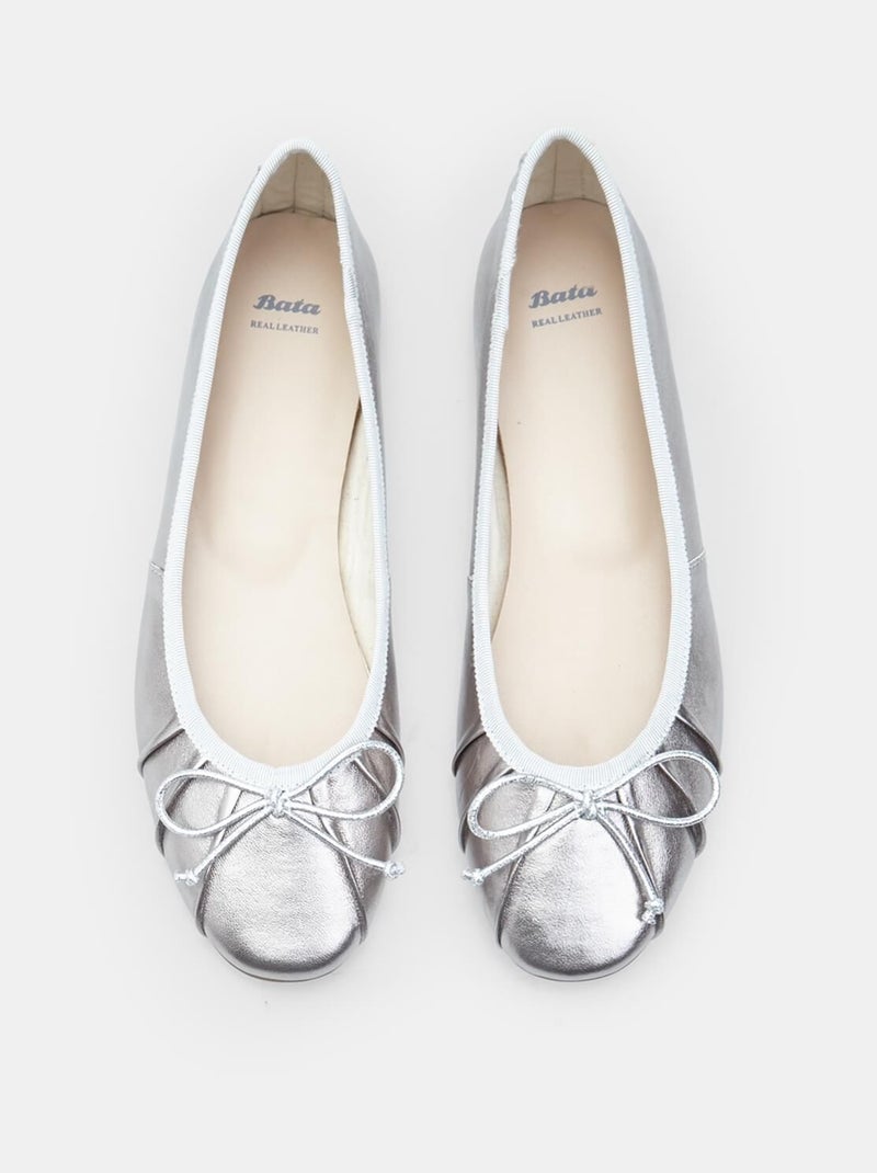 Ballerines en cuir confortables  BATA Argent - Kiabi