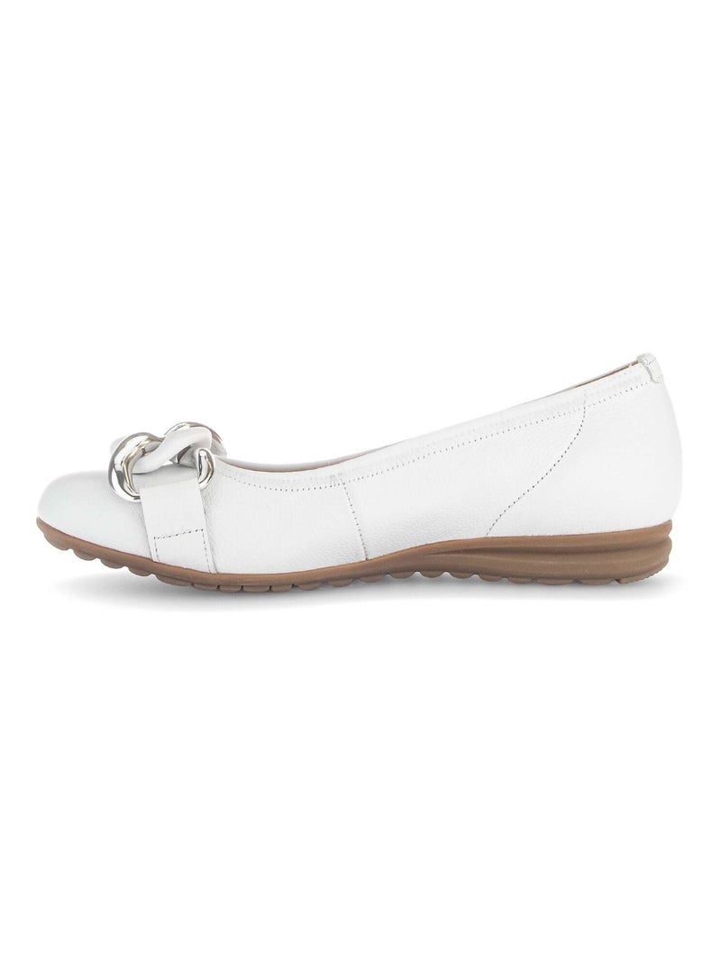 Ballerines  en cuir grainé Blanc - Kiabi