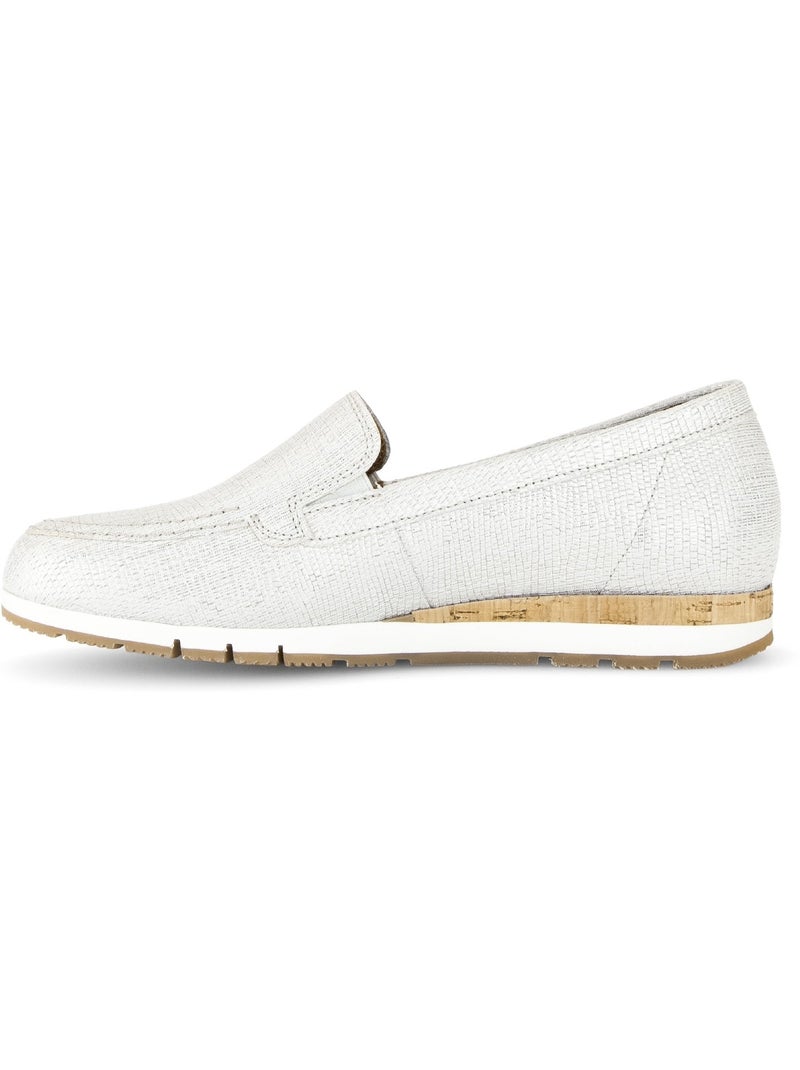 Ballerines  en cuir imprimé reptile Blanc - Kiabi