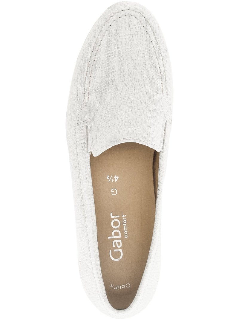 Ballerines  en cuir imprimé reptile Blanc - Kiabi