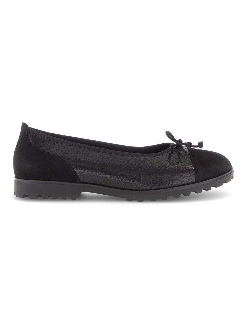 Ballerines  en cuir imprimé reptile Noir - Kiabi
