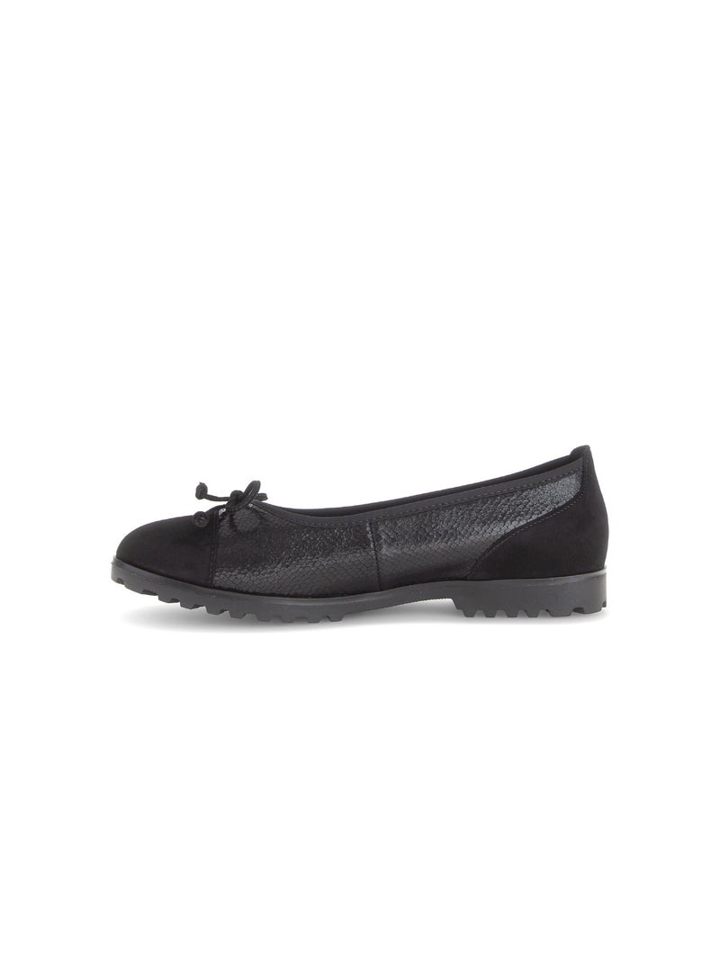 Ballerines  en cuir imprimé reptile Noir - Kiabi