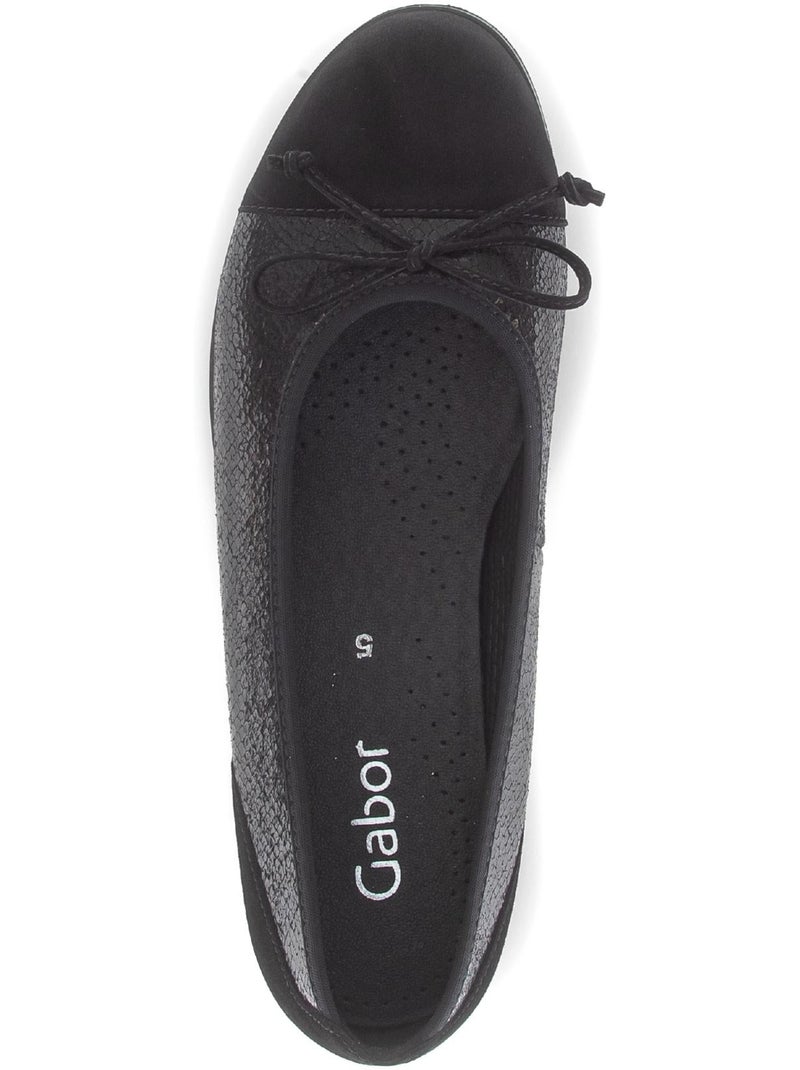 Ballerines  en cuir imprimé reptile Noir Noir - Kiabi