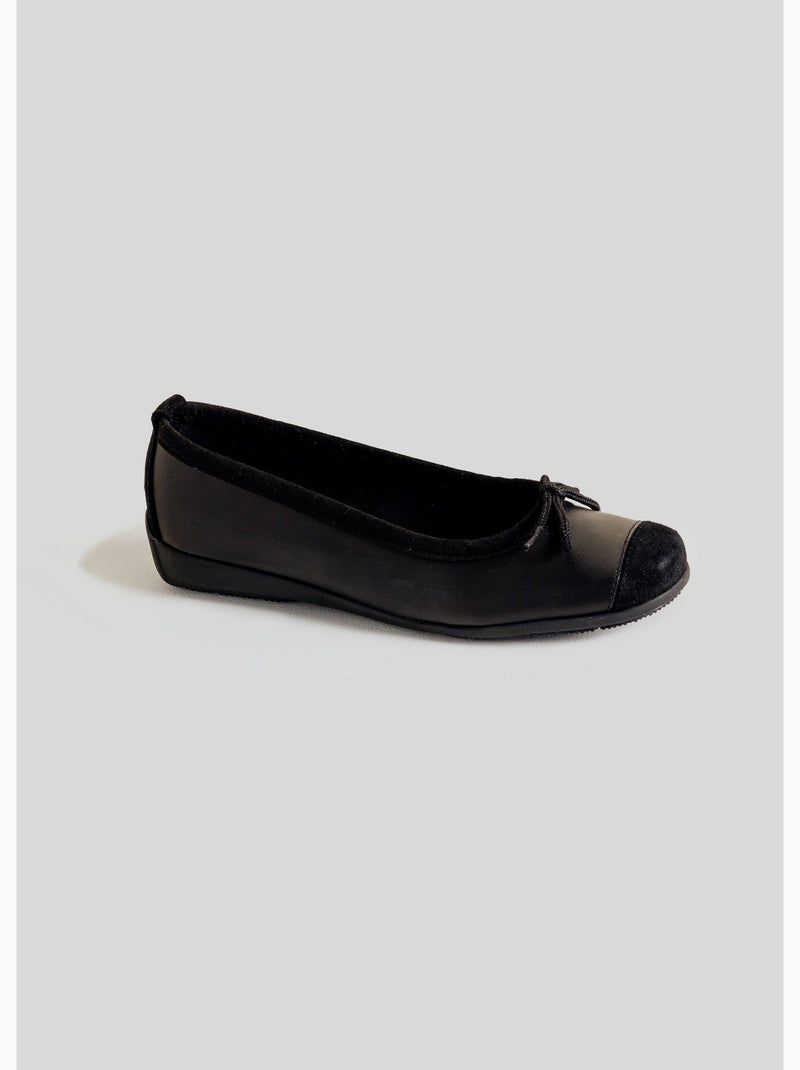Ballerines en cuir, largeur standard - Afibel Noir - Kiabi