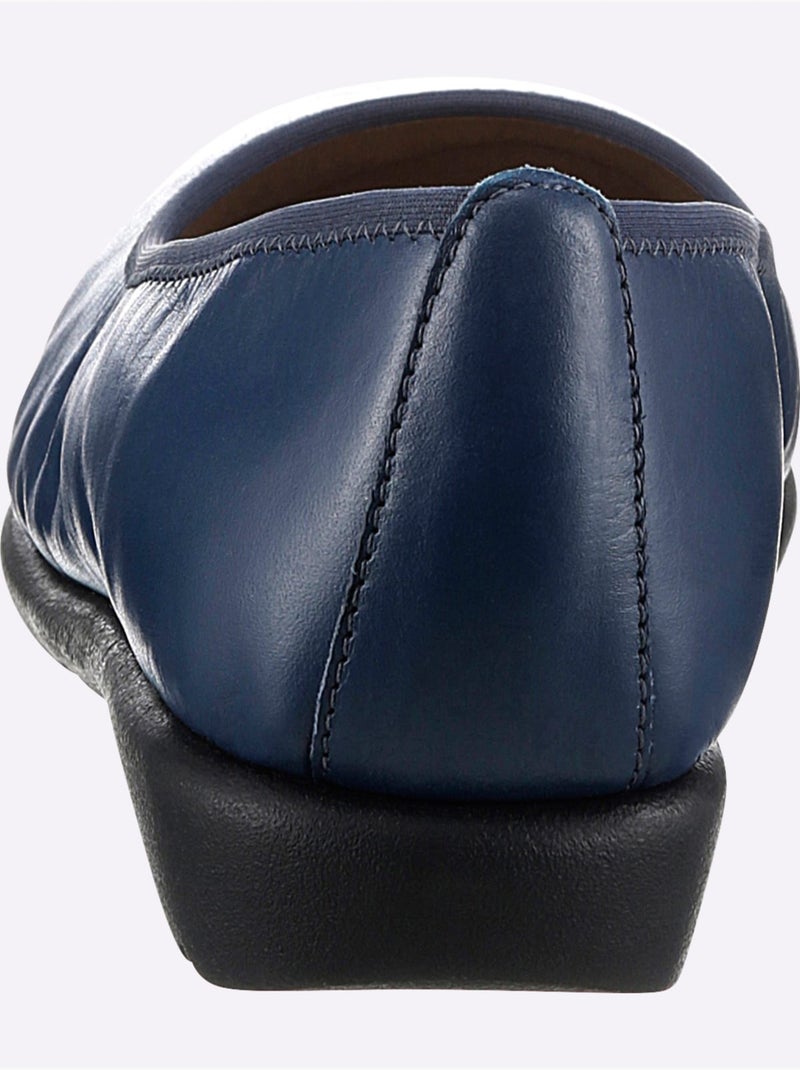 Ballerines en cuir lisse à semelle flexible et talon bas - Taille standard - Witt Bleu foncé - Kiabi