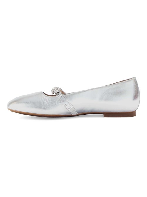 Ballerines  en cuir lisse - Kiabi