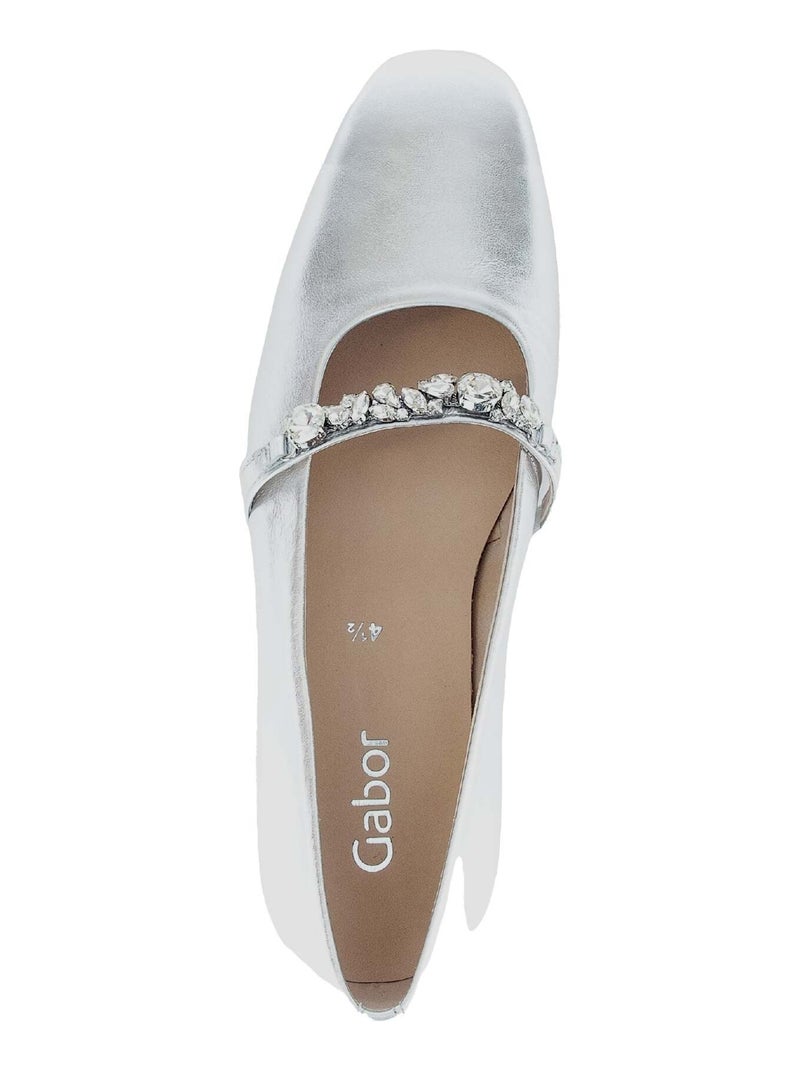 Ballerines  en cuir lisse Argent - Kiabi