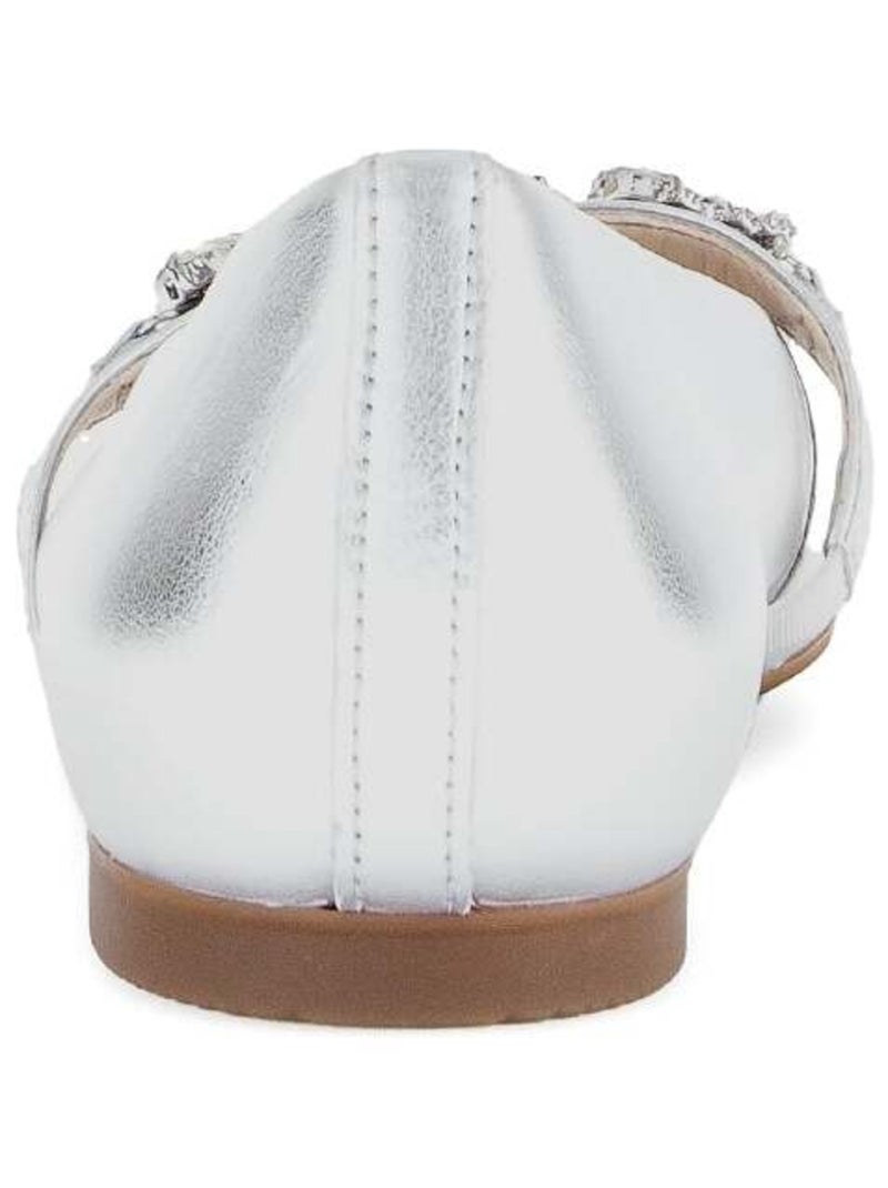 Ballerines  en cuir lisse Argent - Kiabi