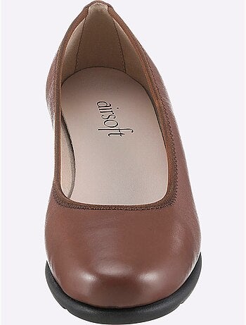 Ballerines à dessus cuir lisse et semelle souple en caoutchouc - Taille standard - Witt