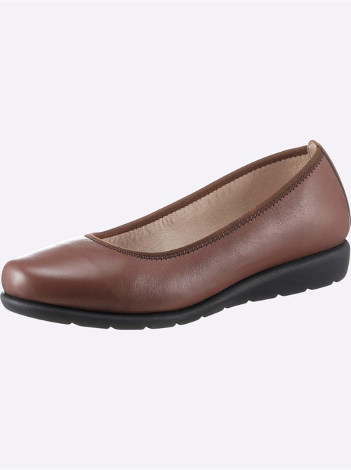 Ballerines en cuir lisse avec semelle souple et talon bas - Taille standard - Witt - Kiabi