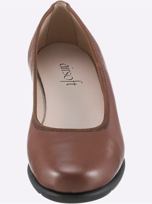 Ballerines en cuir lisse avec semelle souple et talon bas - Taille standard - Witt - Kiabi