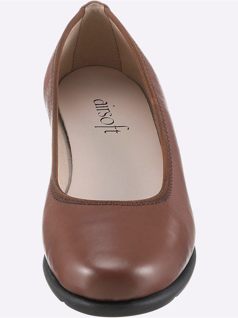 Ballerines en cuir lisse avec semelle souple et talon bas - Taille standard - Witt Ambre - Kiabi