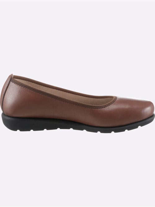Ballerines en cuir lisse avec semelle souple et talon bas - Taille standard - Witt - Kiabi