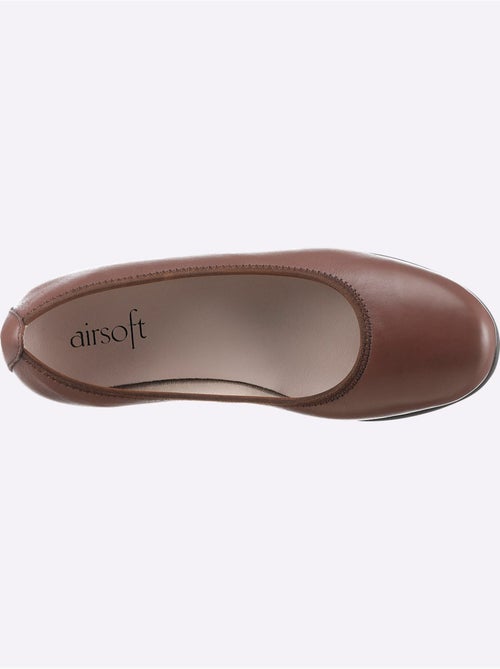 Ballerines en cuir lisse avec semelle souple et talon bas - Taille standard - Witt - Kiabi