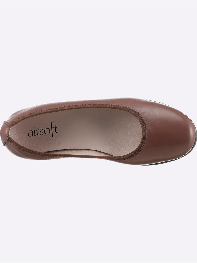 Ballerines en cuir lisse avec semelle souple et talon bas - Taille standard - Witt Ambre - Kiabi
