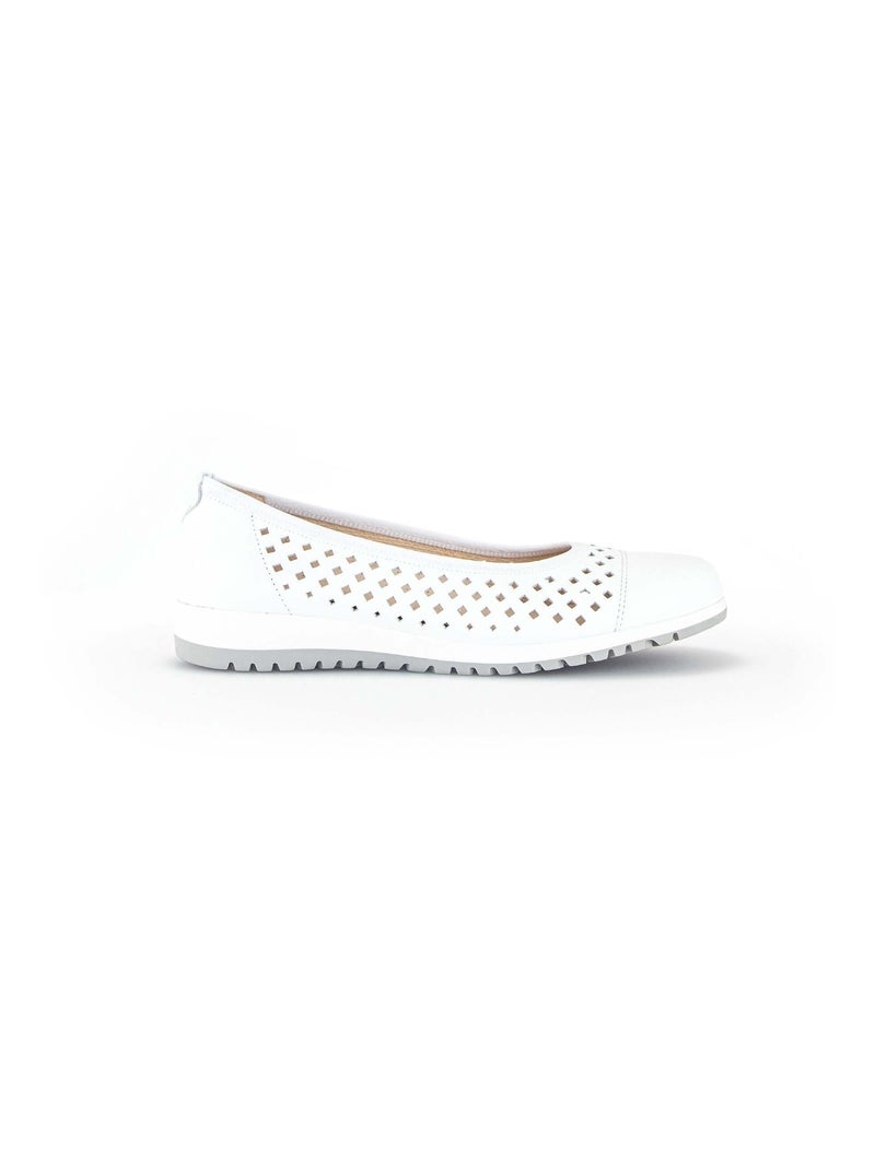 Ballerines  en cuir lisse Blanc - Kiabi